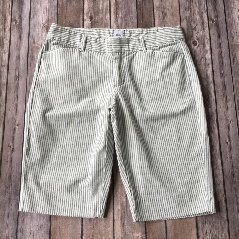 Gap Bermuda Shorts Womens 1 XS Preppy Striped Ticking Y2K 100% Cotton 11" Inseam